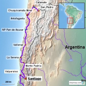 Our route in northern Chile