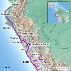 Our Route in northern Peru